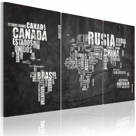 Tablou Map Of The World (Spanish Language) Triptych-01