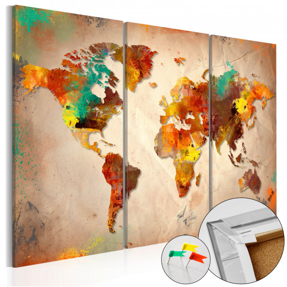 Tablou Din Plută Painted World [Cork Map]