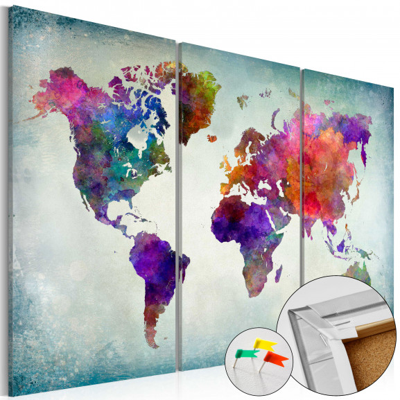 Tablou Din Plută World In Colors [Cork Map]