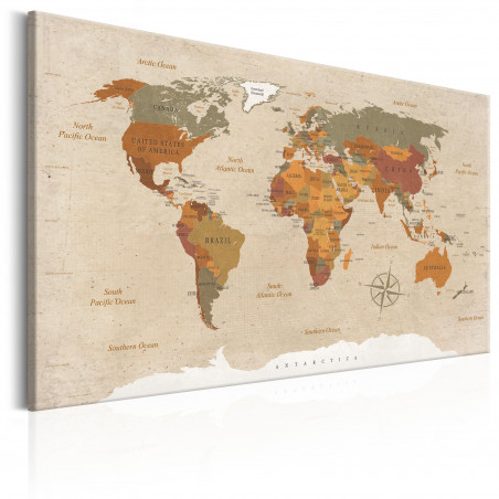 Tablou World Map: Beige Chic-01