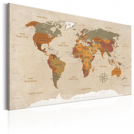 Tablou World Map: Beige Chic-01
