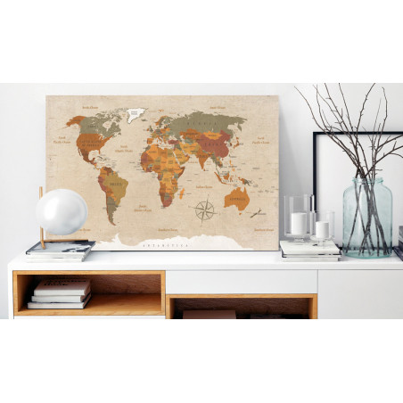 Tablou World Map: Beige Chic-01