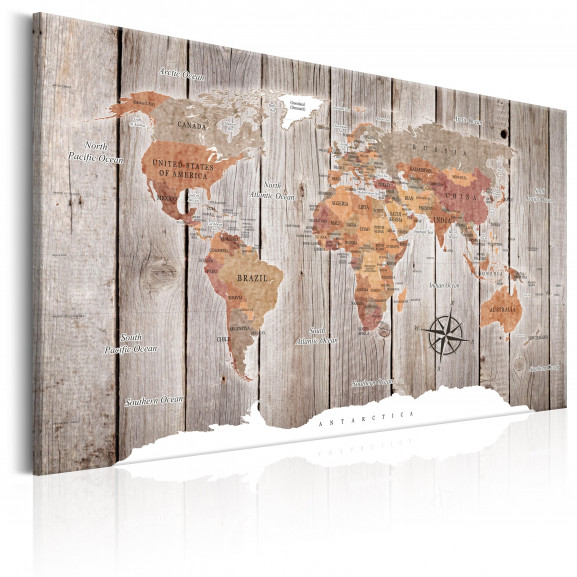 Tablou World Map: Wooden Stories