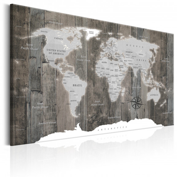 Tablou World Map: Wooden World