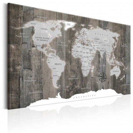 Tablou World Map: Wooden World-01