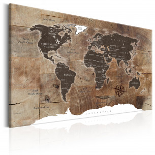 Tablou World Map: Wooden Mosaic