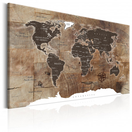 Tablou World Map: Wooden Mosaic-01