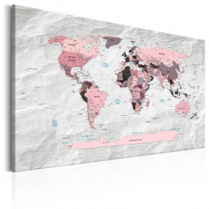 Tablou World Map: Pink Continents