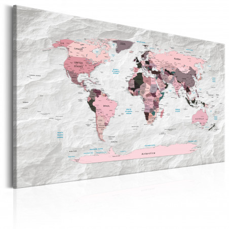 Tablou World Map: Pink Continents-01