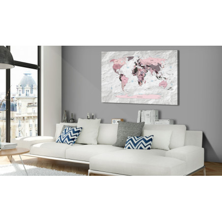 Tablou World Map: Pink Continents-01