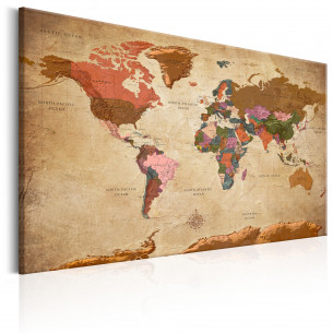 Tablou World Map: Brown Elegance