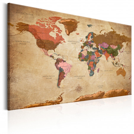 Tablou World Map: Brown Elegance-01