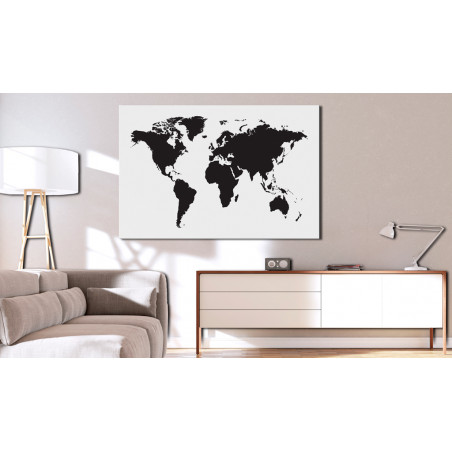 Tablou Din Plută World Map: Black & White Elegance [Cork Map]-01