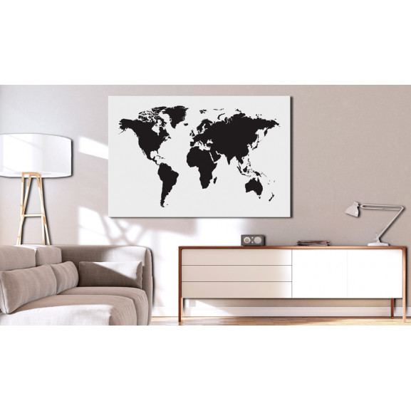 Tablou World Map: Black & White Elegance