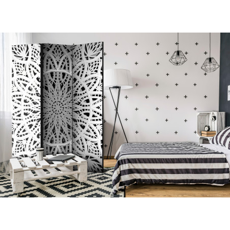 Paravan White Mandala [Room Dividers] 135 cm x 172 cm-01