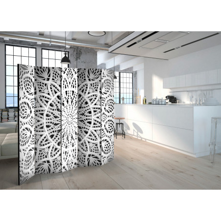 Paravan White Mandala Ii [Room Dividers] 225 cm x 172 cm-01