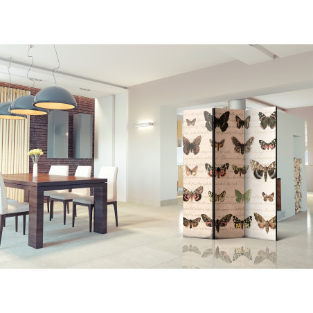 Paravan Retro Style: Butterflies [Room Dividers] 135 cm x 172 cm-01