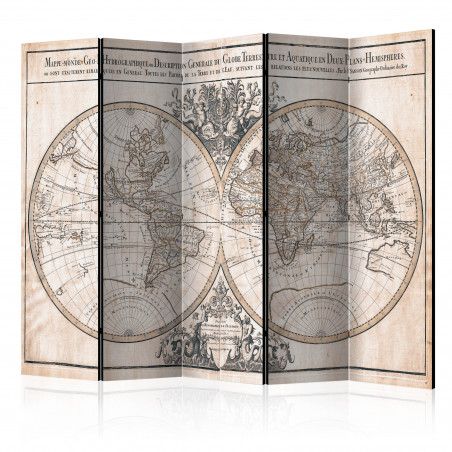 Paravan Mappe-Monde Geo-Hydrographique [Room Dividers] 225 cm x 172 cm-01