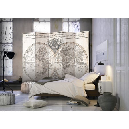 Paravan Mappe-Monde Geo-Hydrographique [Room Dividers] 225 cm x 172 cm-01