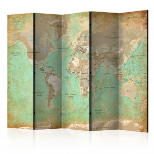 Paravan Turquoise World Map [Room Dividers] 225 cm x 172 cm