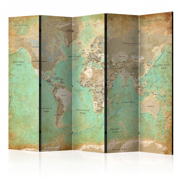 Paravan Turquoise World Map [Room Dividers] 225 cm x 172 cm