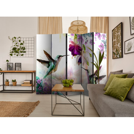 Paravan Hummingbirds And Flowers Ii [Room Dividers] 225 cm x 172 cm-01