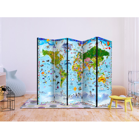 Paravan World Map For Kids Ii [Room Dividers] 225 cm x 172 cm-01