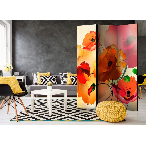 Paravan Velvet Poppies [Room Dividers] 135 cm x 172 cm title=Paravan Velvet Poppies [Room Dividers] 135 cm x 172 cm