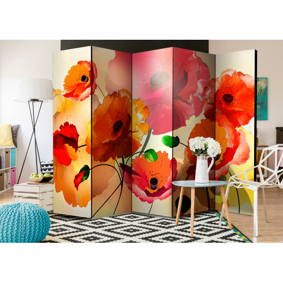 Paravan Velvet Poppies Ii [Room Dividers] 225 cm x 172 cm title=Paravan Velvet Poppies Ii [Room Dividers] 225 cm x 172 cm