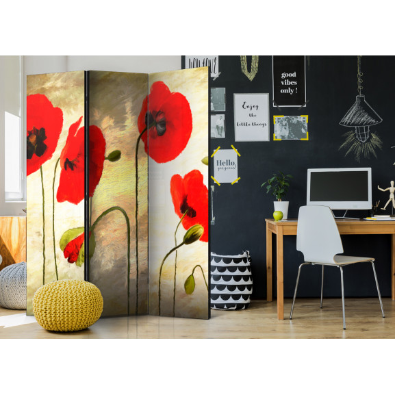 Paravan Golden Field Of Poppies [Room Dividers] 135 cm x 172 cm title=Paravan Golden Field Of Poppies [Room Dividers] 135 cm x 172 cm