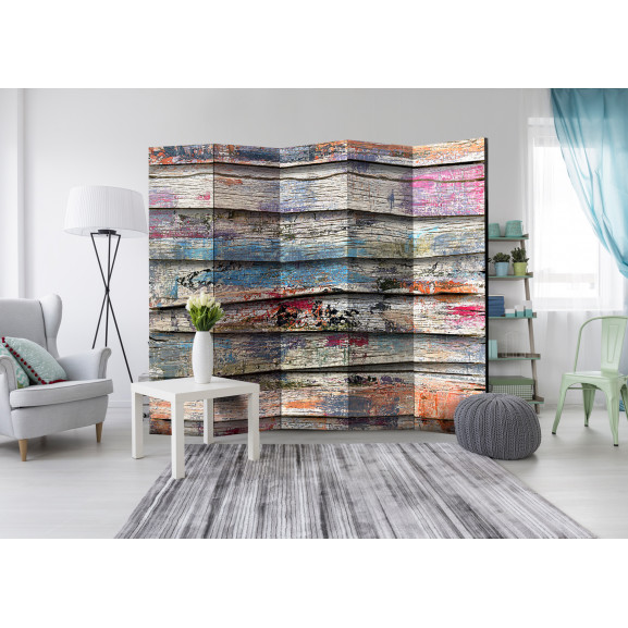 Paravan Colourful Wood Ii [Room Dividers] 225 cm x 172 cm Artgeist