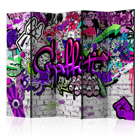 Paravan Purple Graffiti [Room Dividers] 225 cm x 172 cm-01