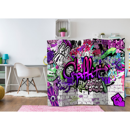 Paravan Purple Graffiti [Room Dividers] 225 cm x 172 cm-01