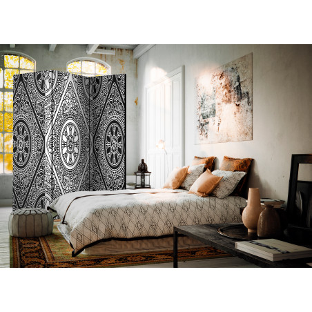 Paravan Ethnic Monochrome [Room Dividers] 135 cm x 172 cm-01