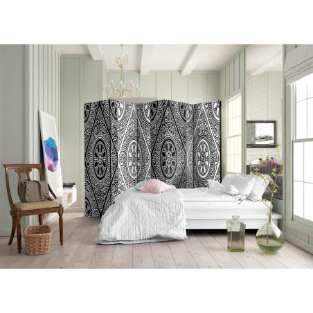 Paravan Ethnic Monochrome Ii [Room Dividers] 225 cm x 172 cm-01