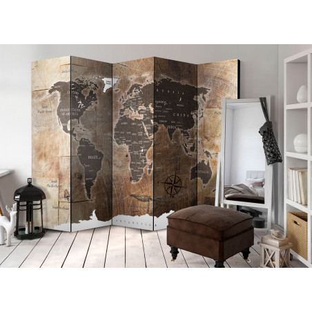 Paravan Room Divider – Map On The Wood 225 cm x 172 cm-01