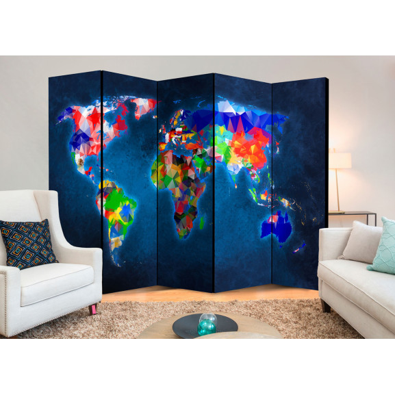 Paravan Room Divider – Colorful Map 225 cm x 172 cm Artgeist