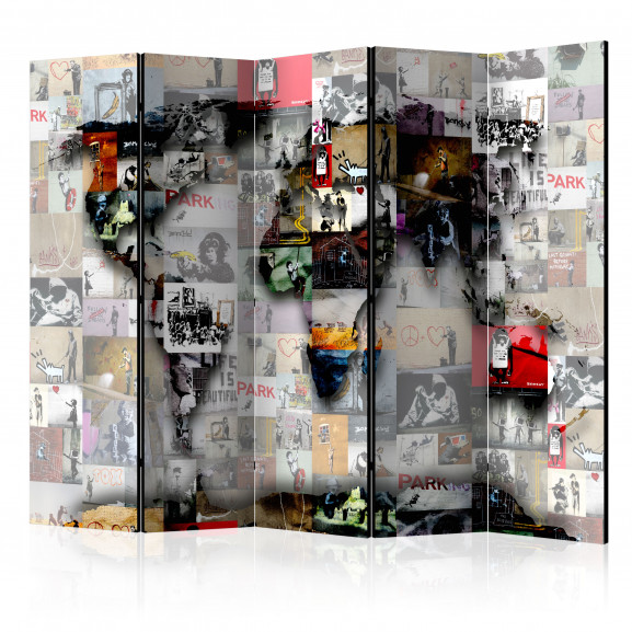 Paravan Room Divider – World Map – Banksy 225 cm x 172 cm 172