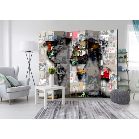 Paravan Room Divider – World Map – Banksy 225 cm x 172 cm-01