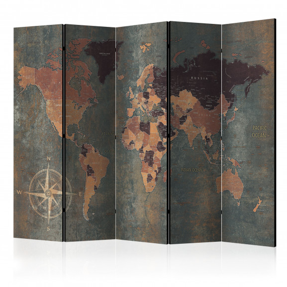 Paravan Room Divider – Map In Browns And Greys 225 cm x 172 cm 172