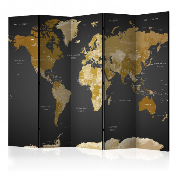 Paravan Room Divider World Map On Dark Background 225 cm x 172 cm