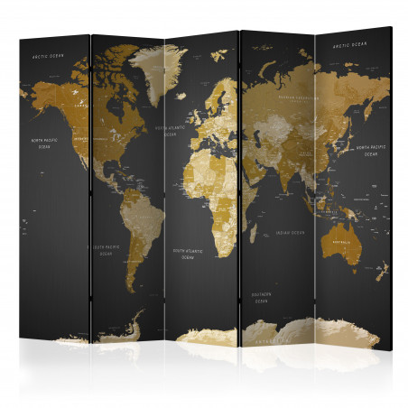 Paravan Room Divider World Map On Dark Background 225 cm x 172 cm-01