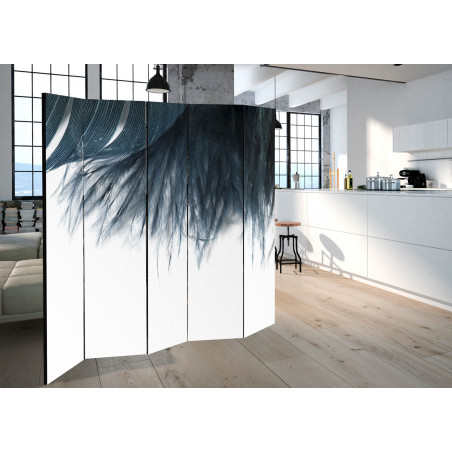 Paravan Dark Blue Feather Ii [Room Dividers] 225 cm x 172 cm-01