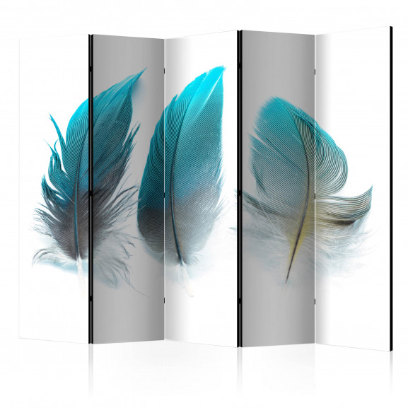 Paravan Blue Feathers Ii [Room Dividers] 225 cm x 172 cm