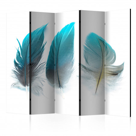 Paravan Blue Feathers Ii [Room Dividers] 225 cm x 172 cm-01