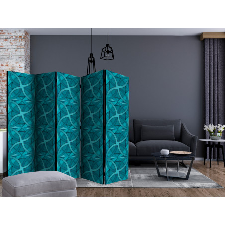 Paravan Geometric Turquoise Ii [Room Dividers] 225 cm x 172 cm-01