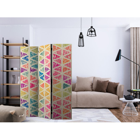 Paravan Letters Nad Triangles [Room Dividers] 135 cm x 172 cm-01