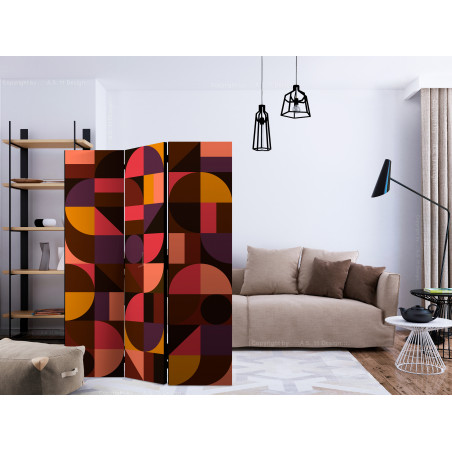 Paravan Geometric Mosaic (Red) [Room Dividers] 135 cm x 172 cm-01