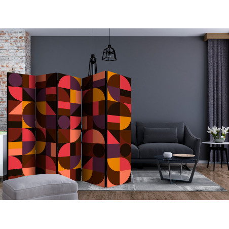Paravan Geometric Mosaic (Red) Ii [Room Dividers] 225 cm x 172 cm-01