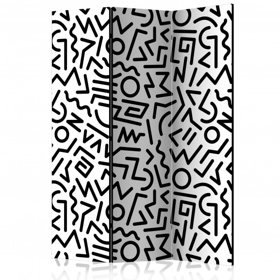Paravan Black And White Maze [Room Dividers] 135 cm x 172 cm